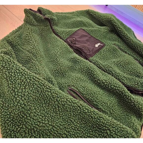 Green Stussy Reversible 8-Ball Fleece (RARE DS) - Picture 2 of 7